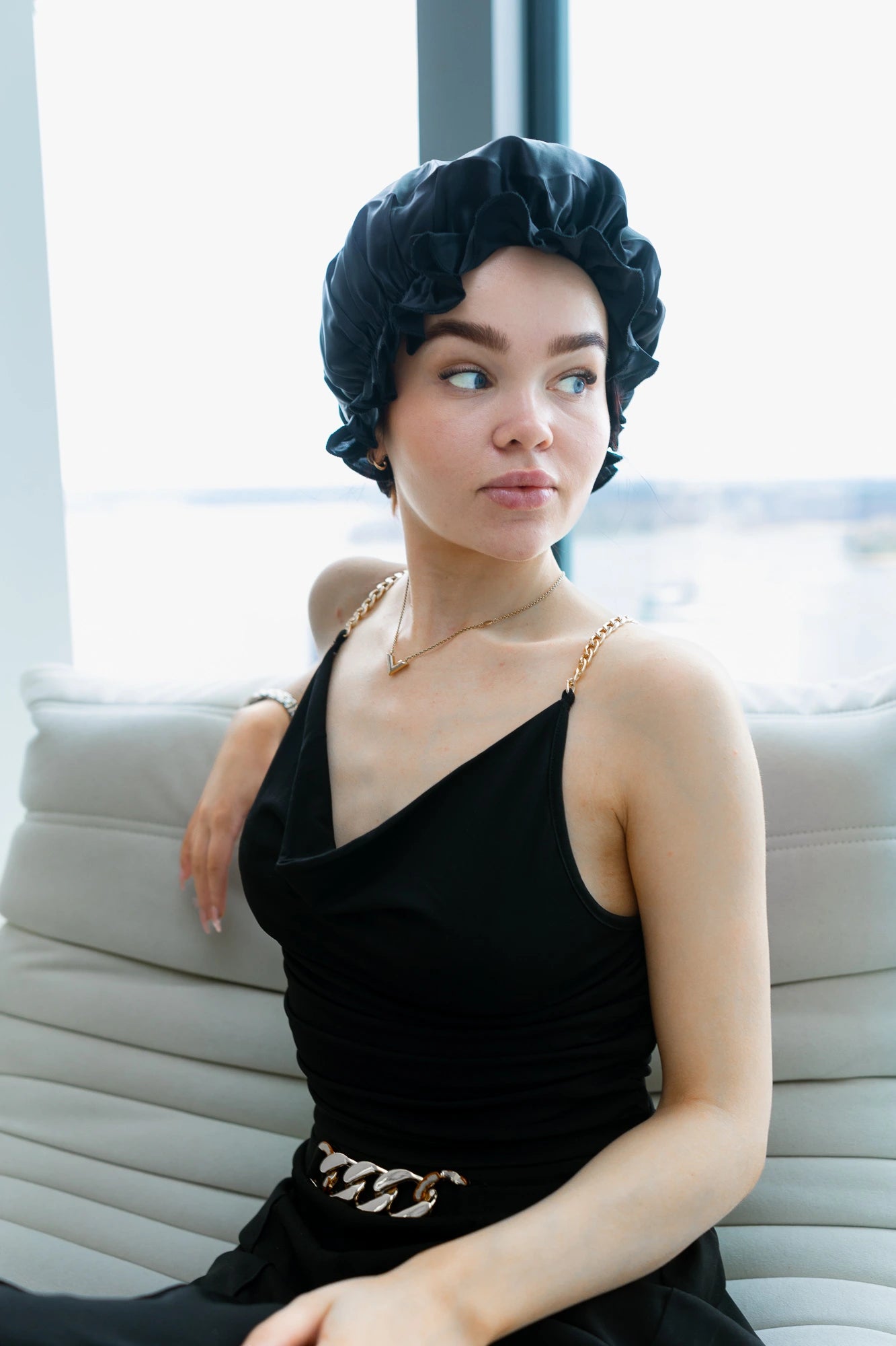 Luxury Silk silkkinen yömyssy kuminauhalla – unimyssy hiuksille