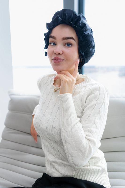 Luxury Silk silkkinen yömyssy kuminauhalla – unimyssy hiuksille